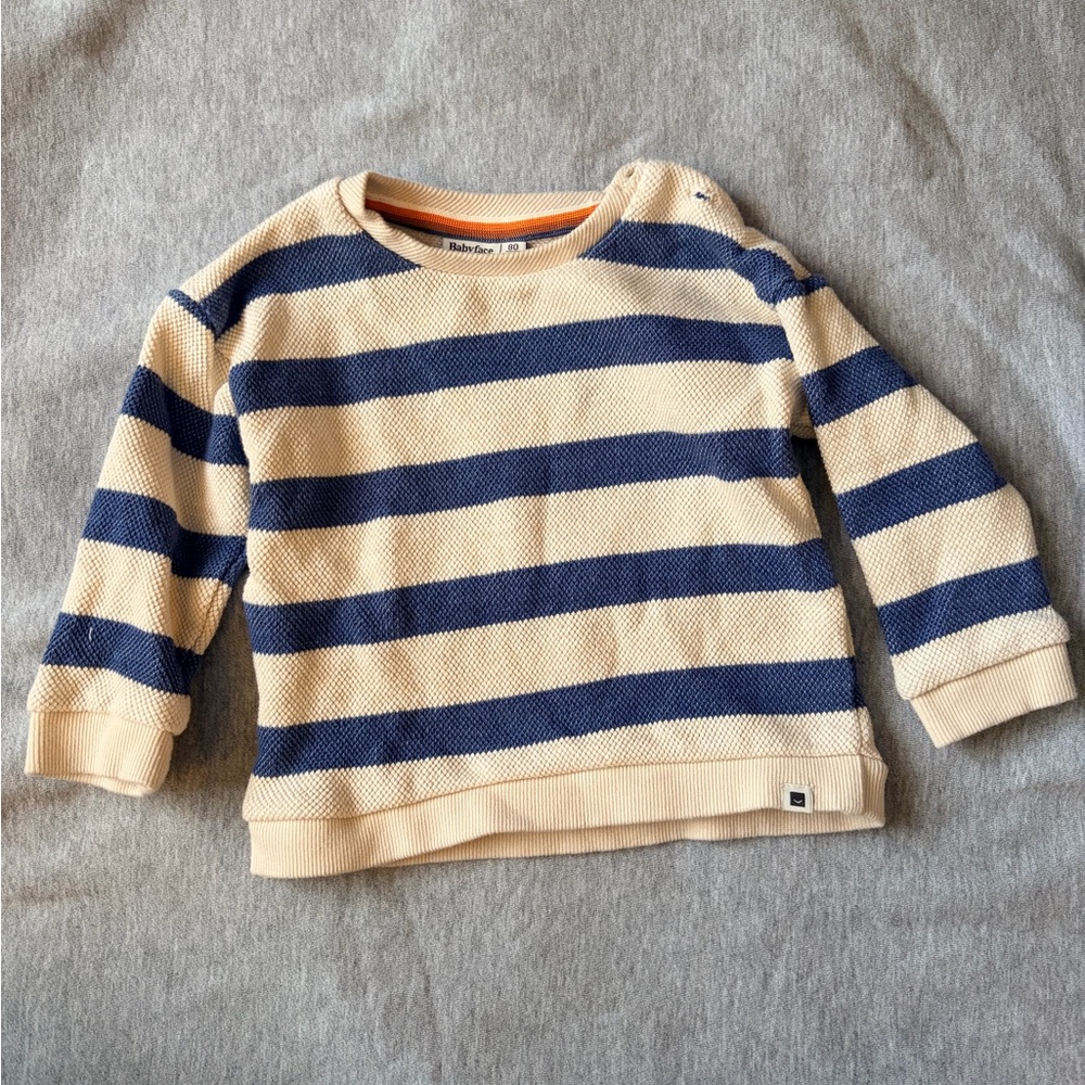 Babyface Kids Sweatshirt in Navy and Beige Stripes